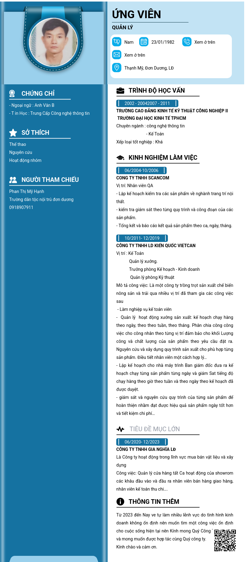 CV ứng viên