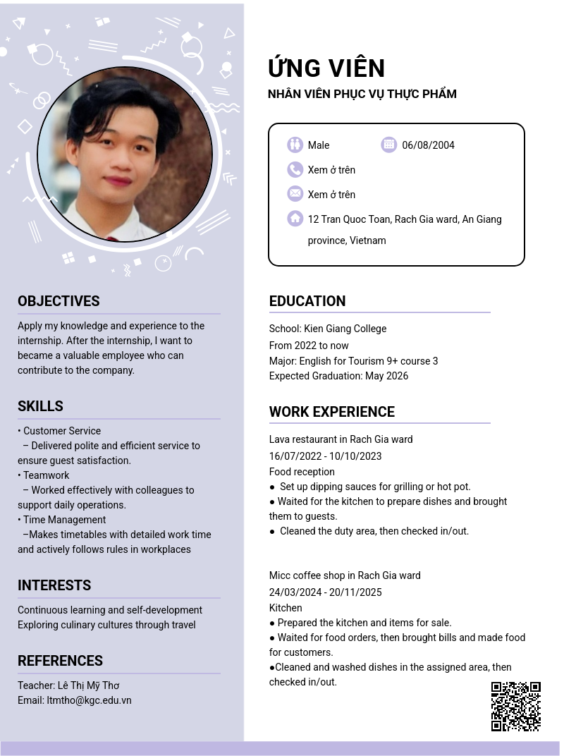 CV ứng viên