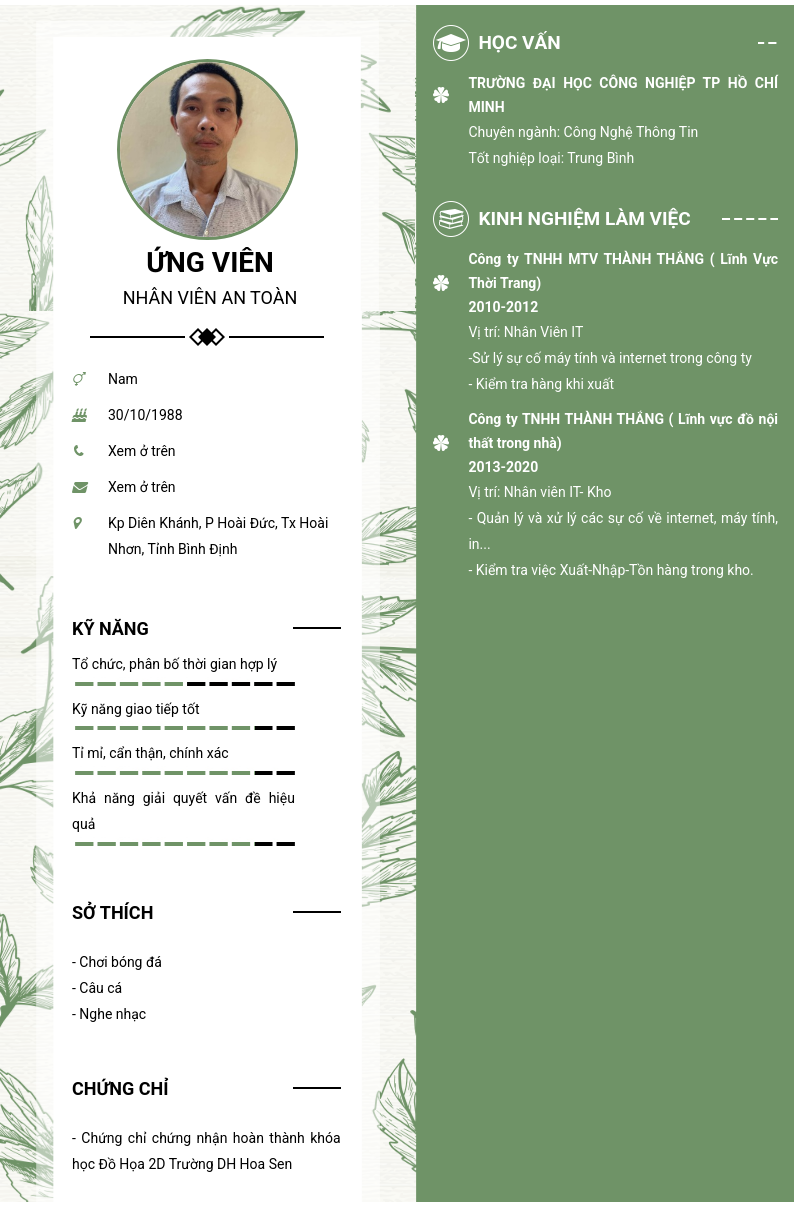 CV ứng viên