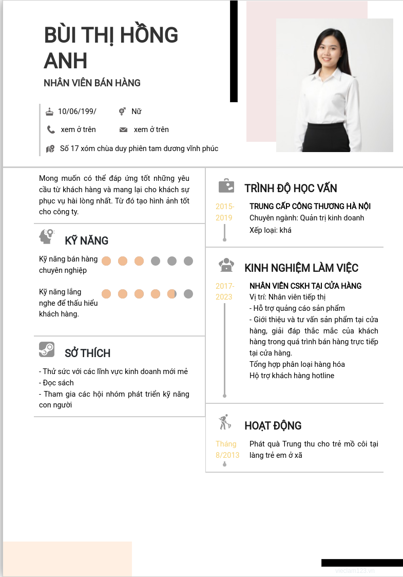 CV ứng viên