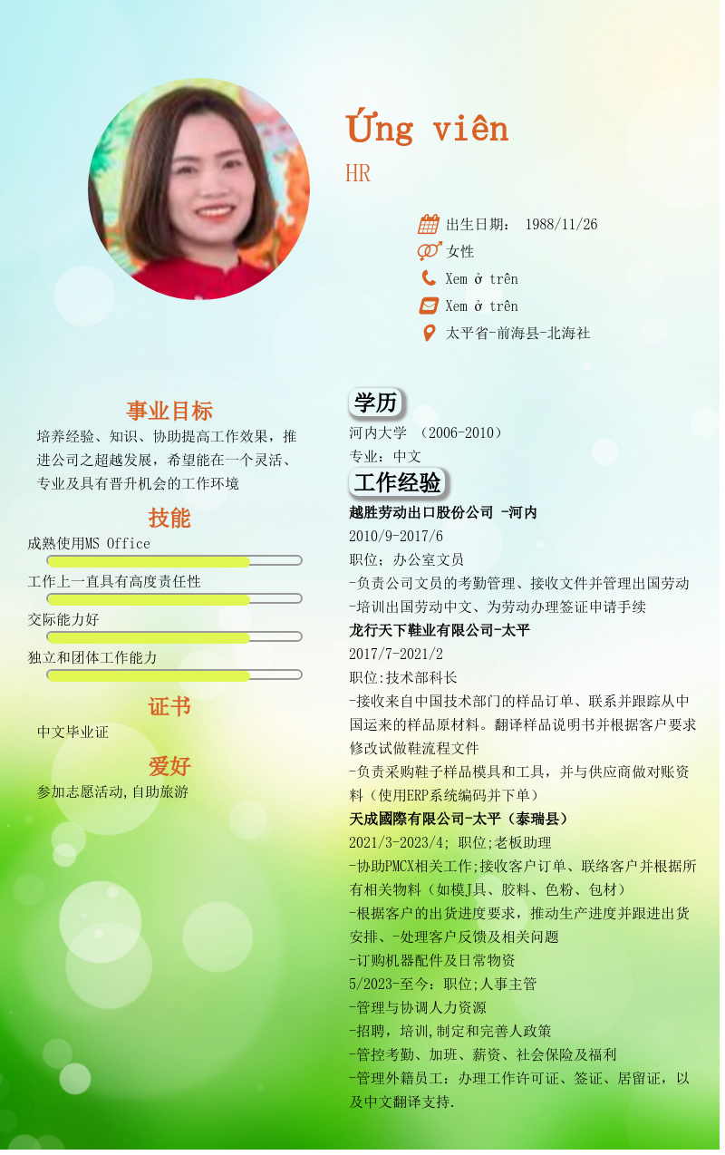 CV ứng viên