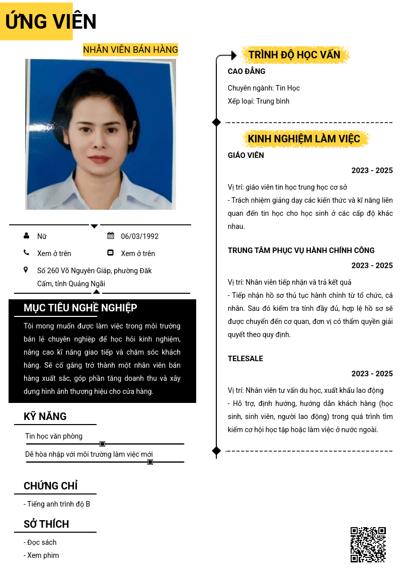 CV ứng viên