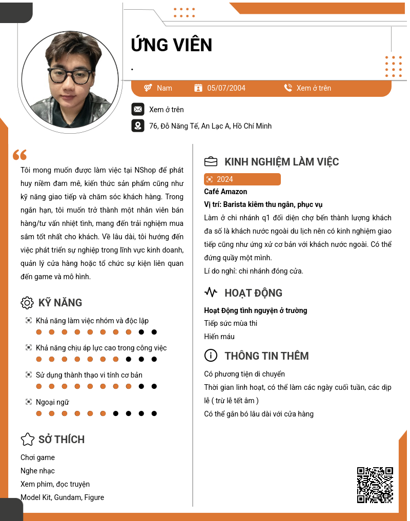 CV ứng viên
