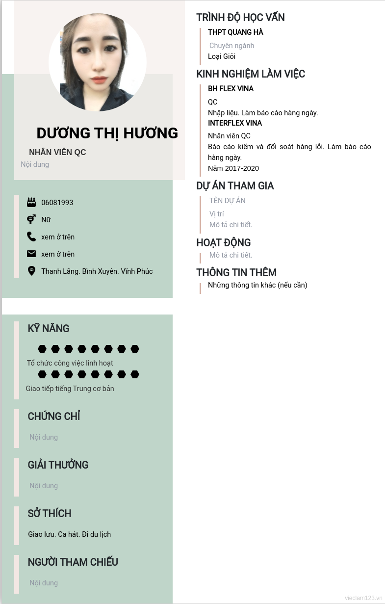 CV ứng viên