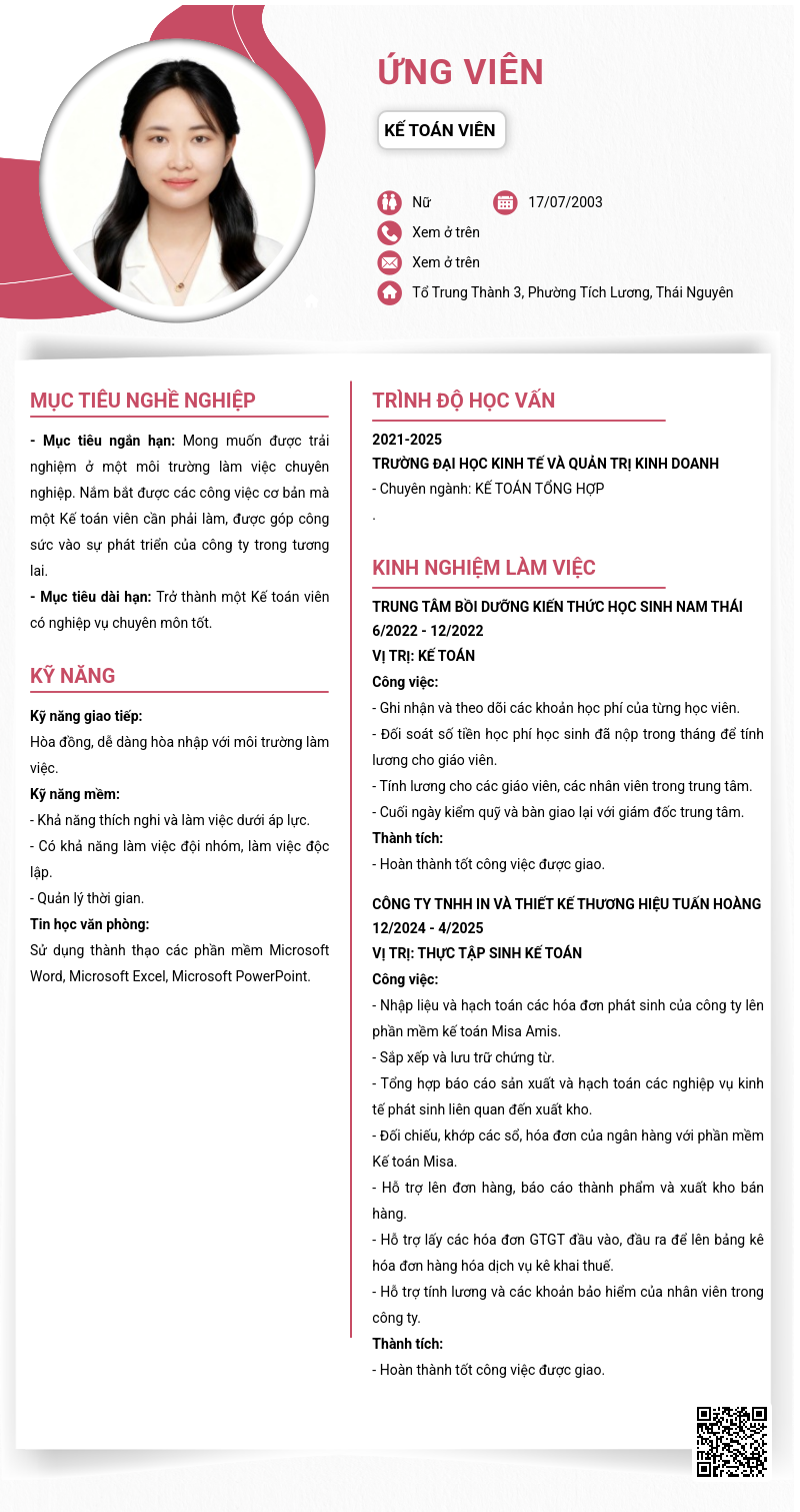 CV ứng viên