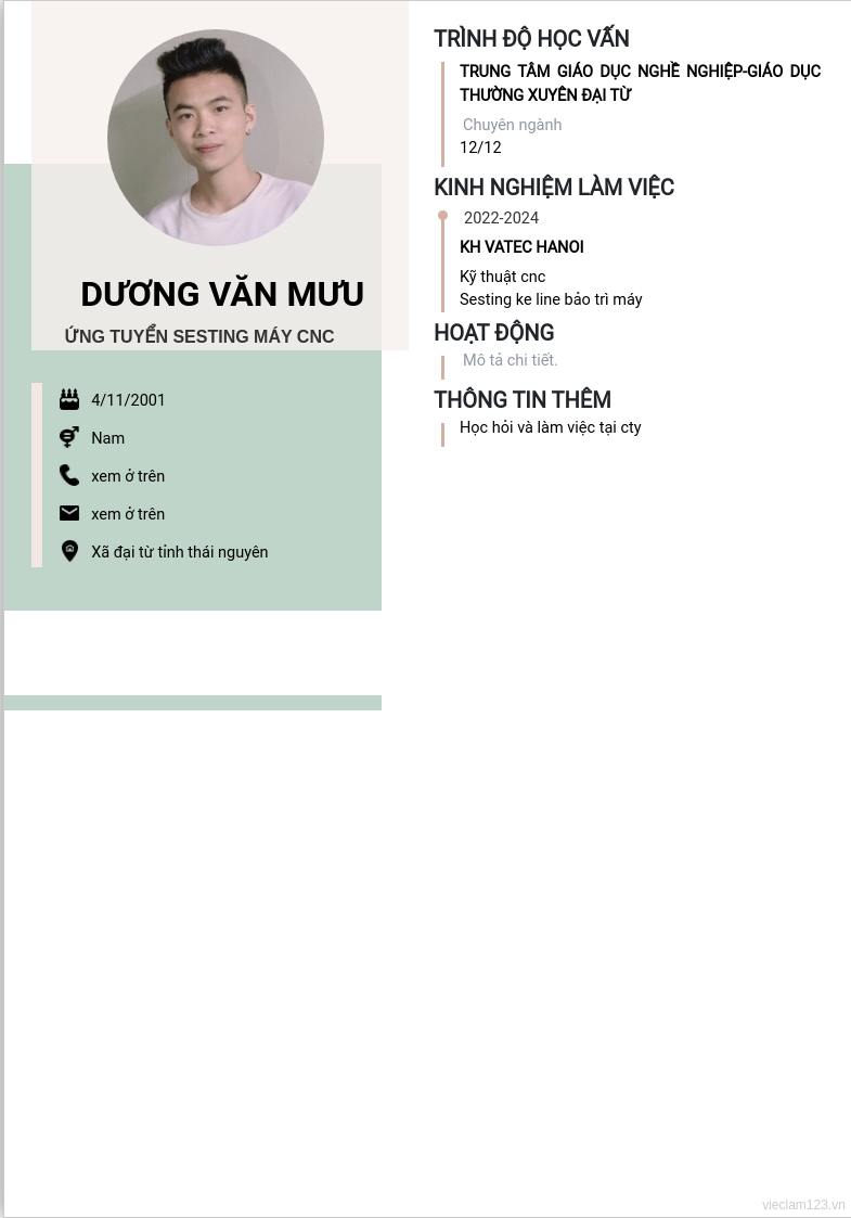 CV ứng viên