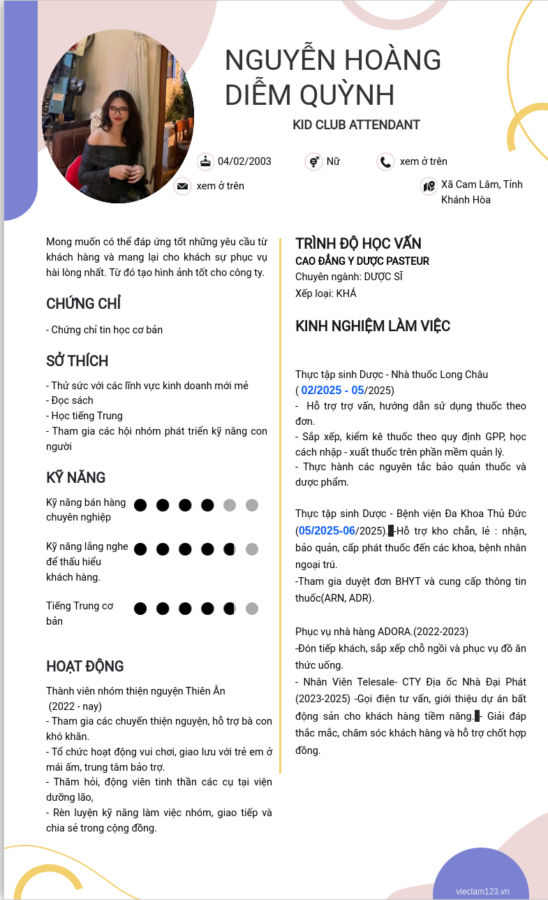 CV ứng viên