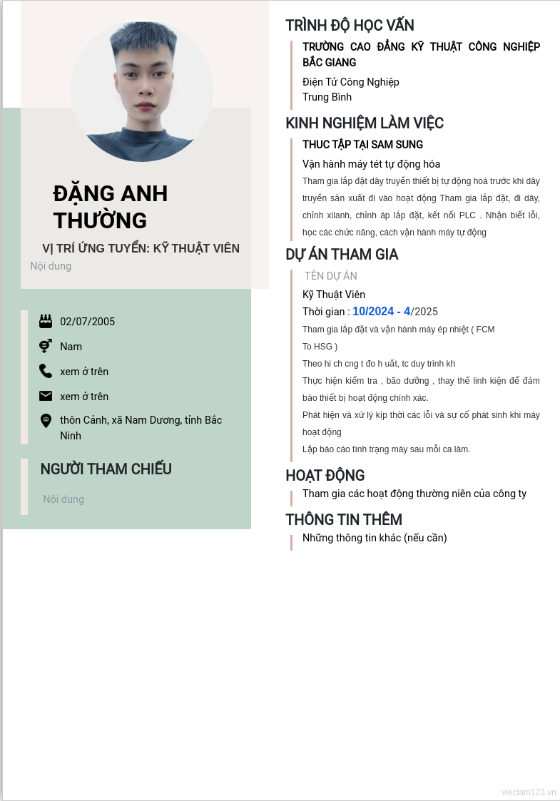 CV ứng viên