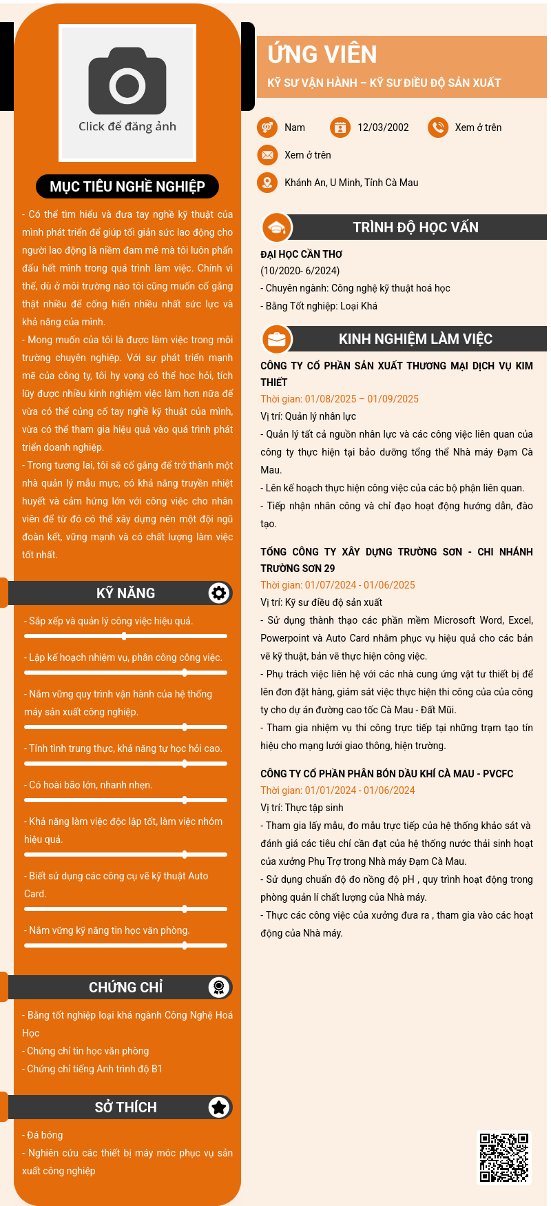 CV ứng viên