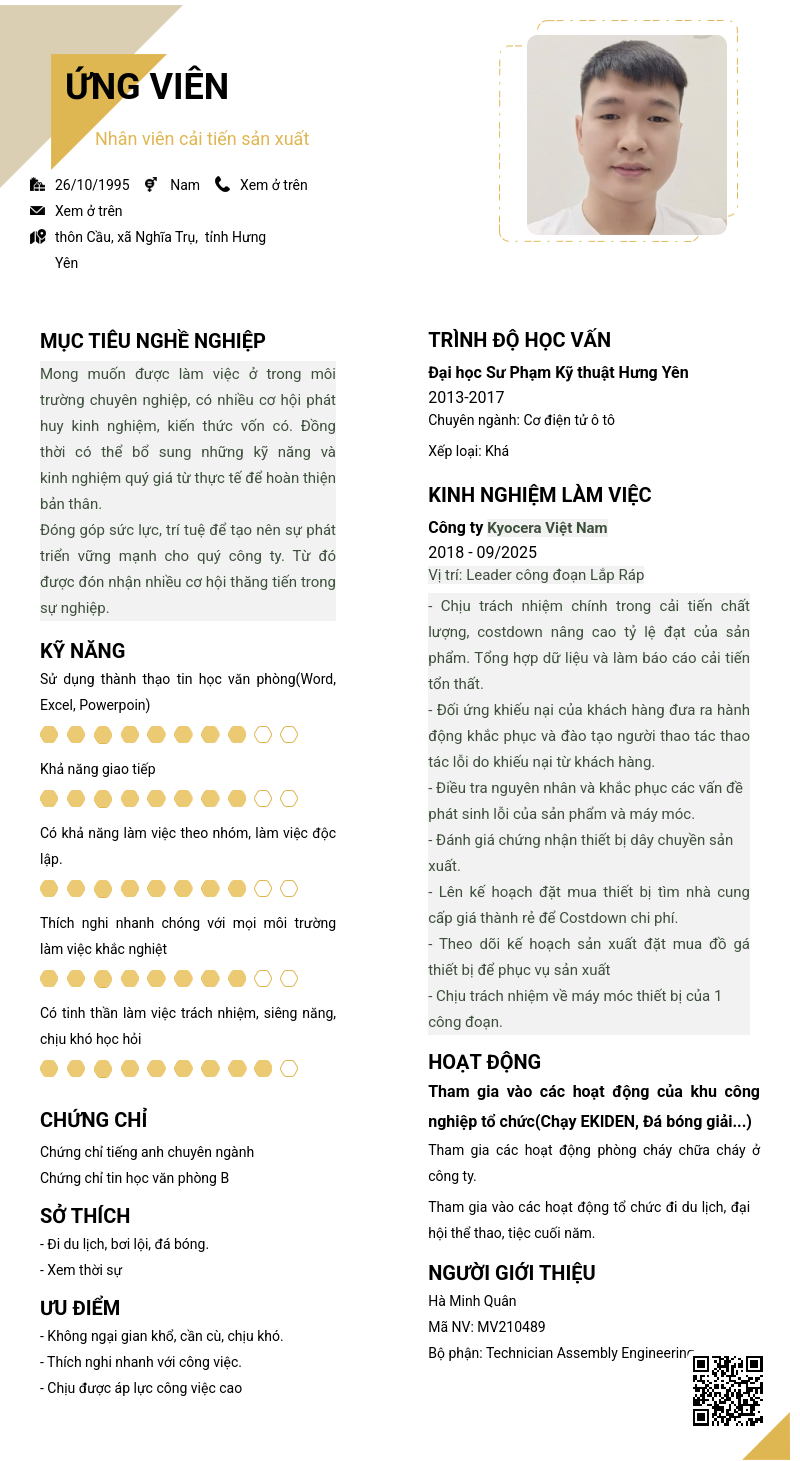 CV ứng viên