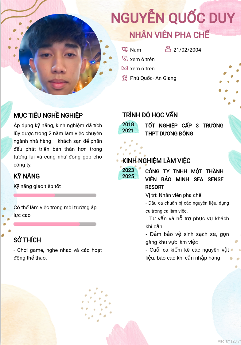 CV ứng viên