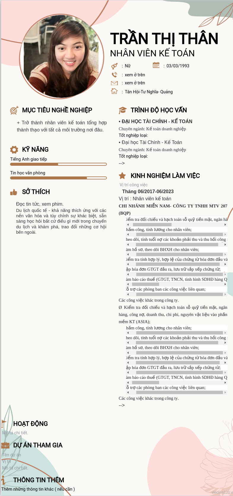 CV ứng viên