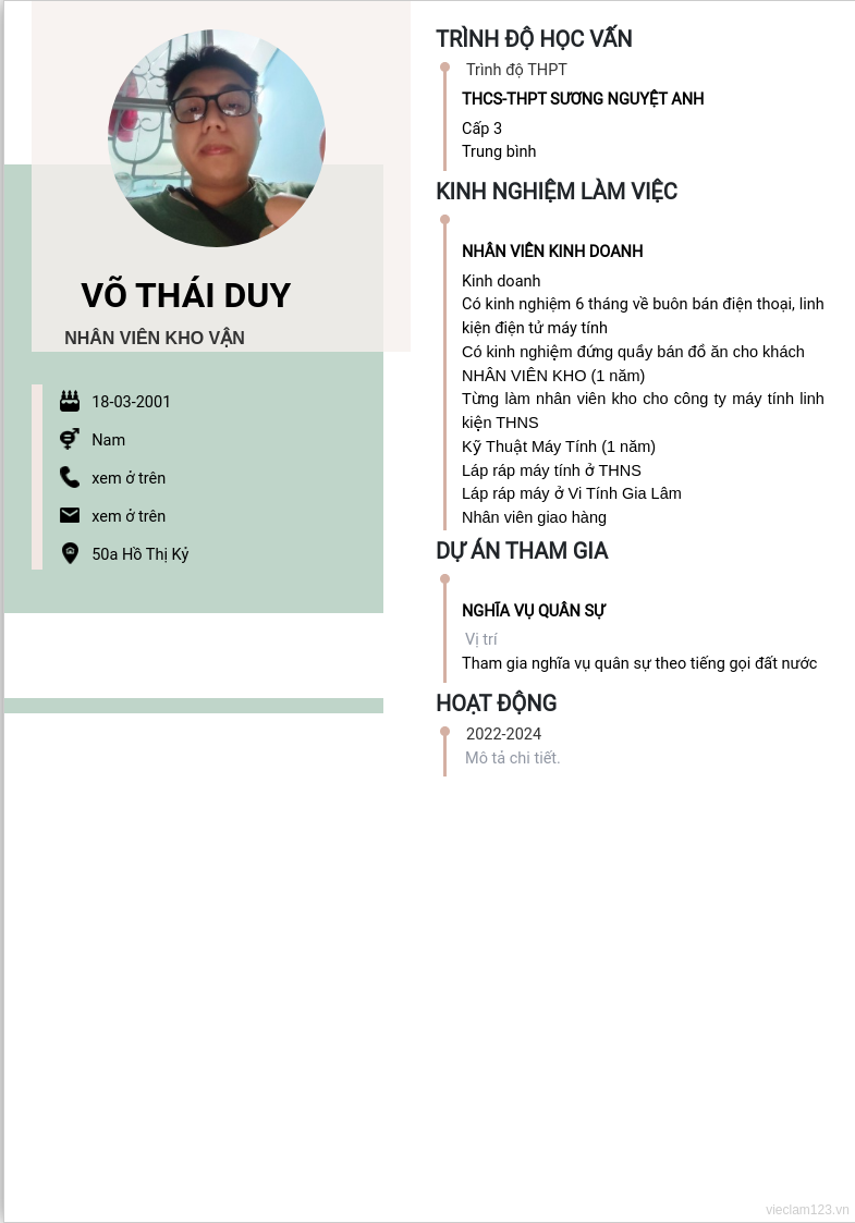 CV ứng viên