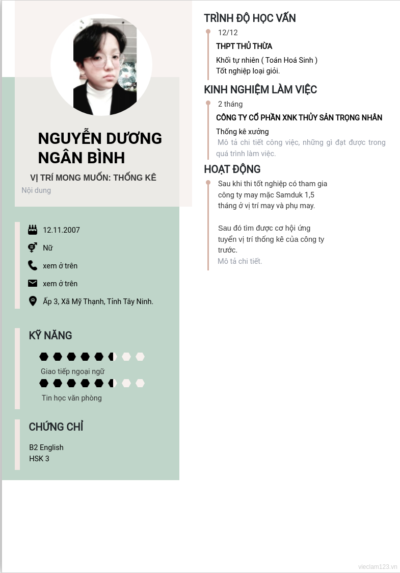 CV ứng viên