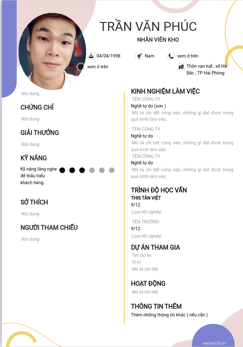 CV ứng viên