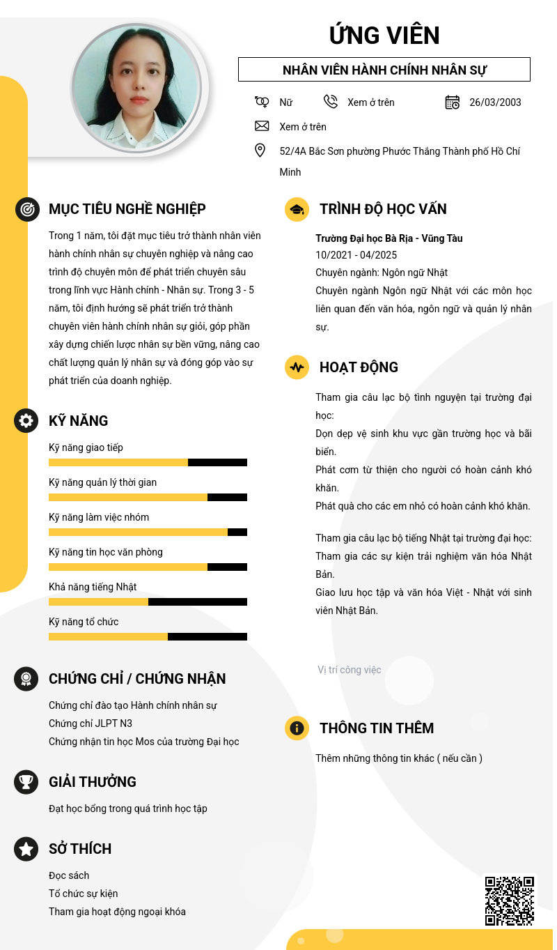 CV ứng viên