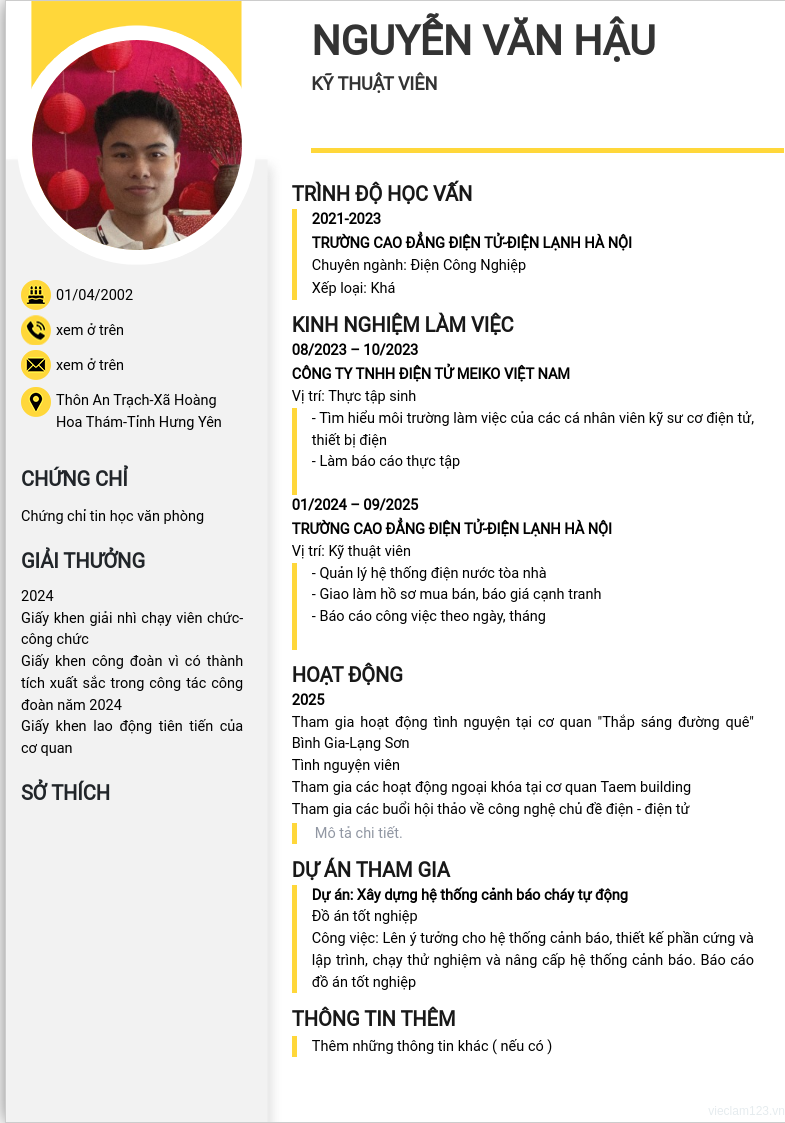 CV ứng viên