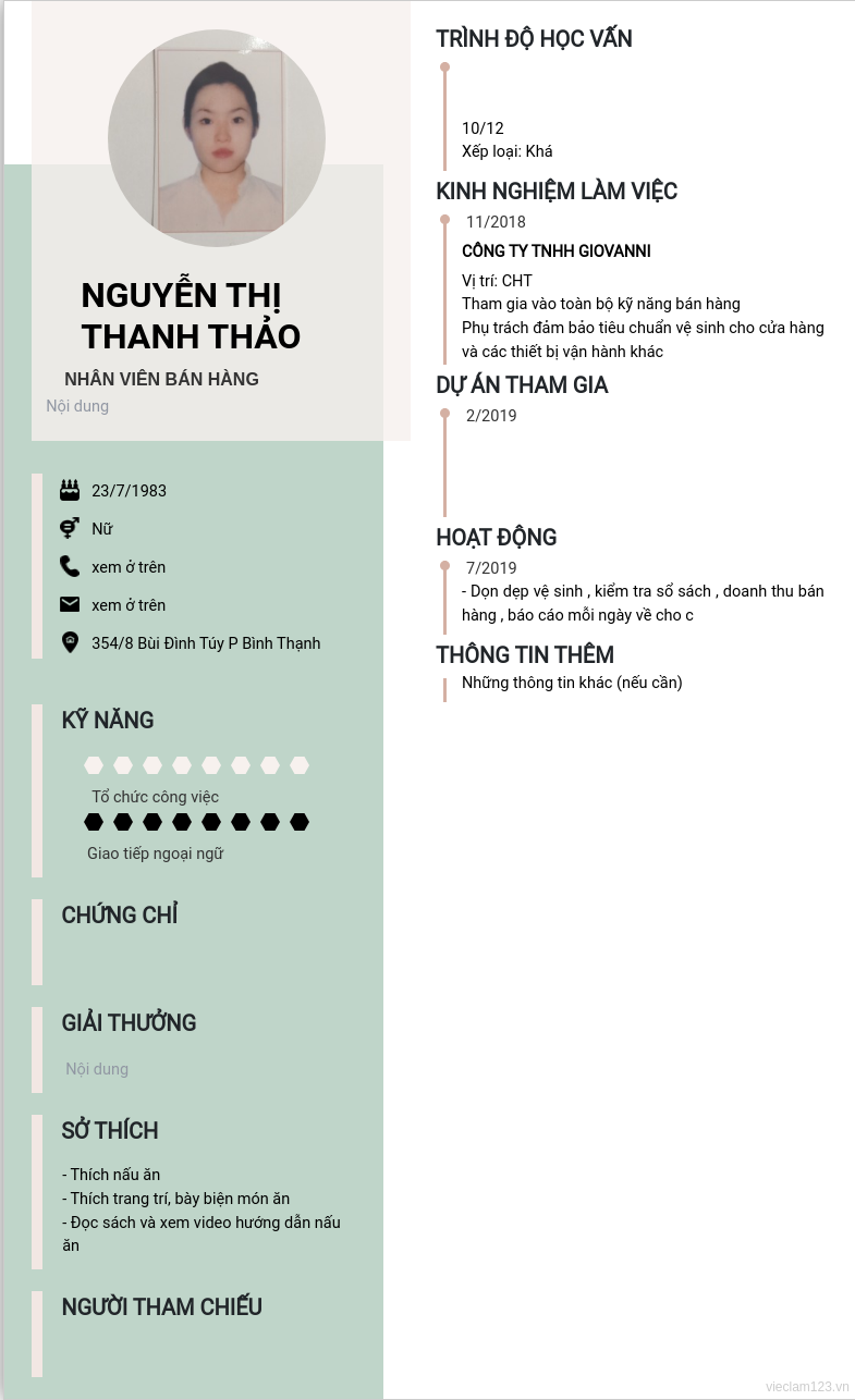 CV ứng viên