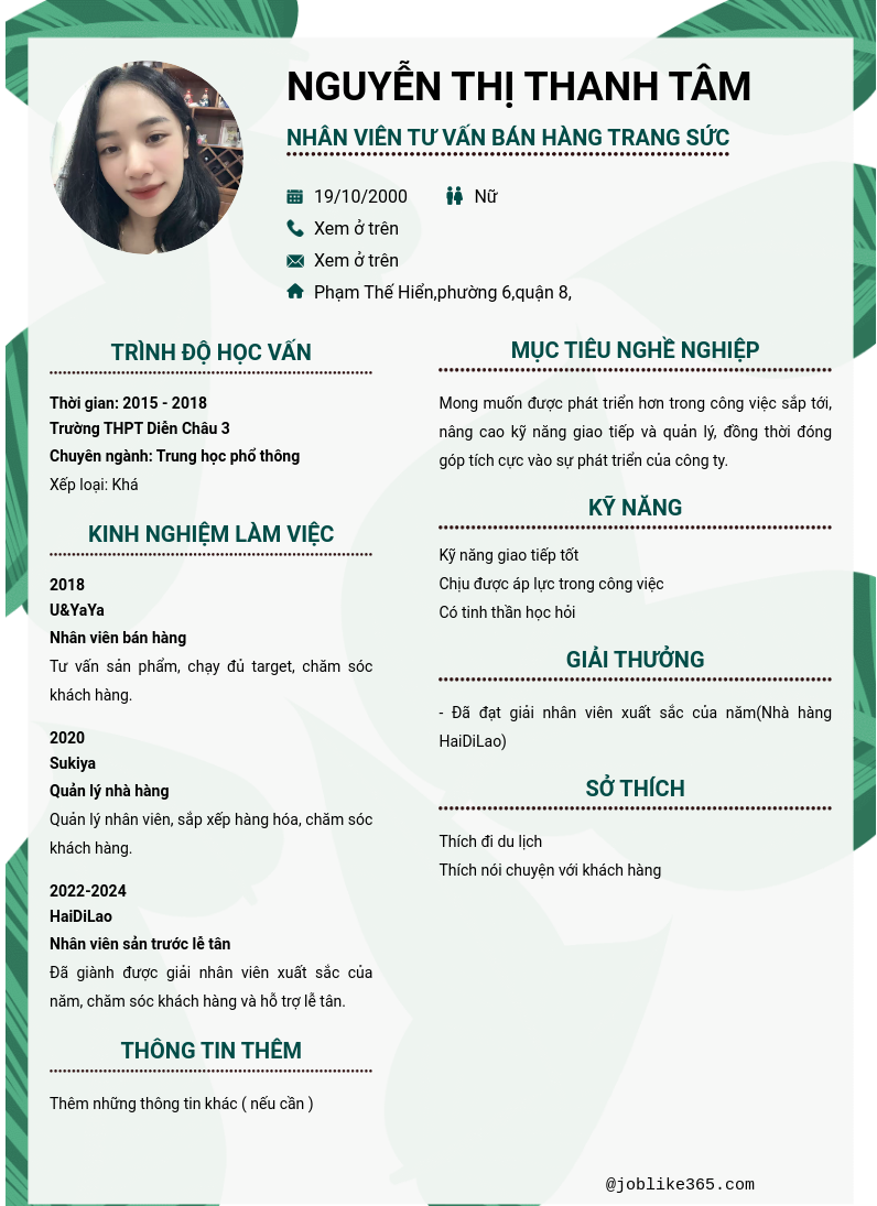 CV ứng viên