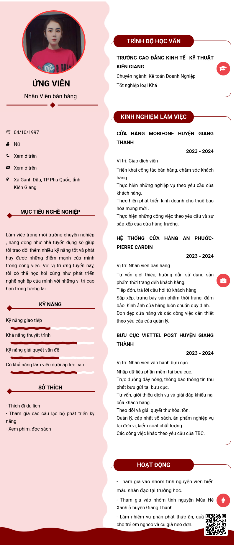 CV ứng viên