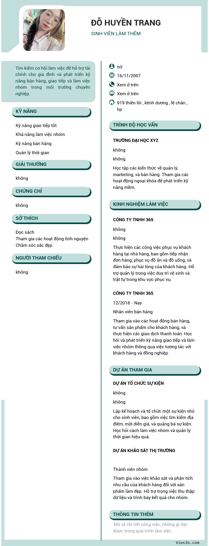 CV ứng viên