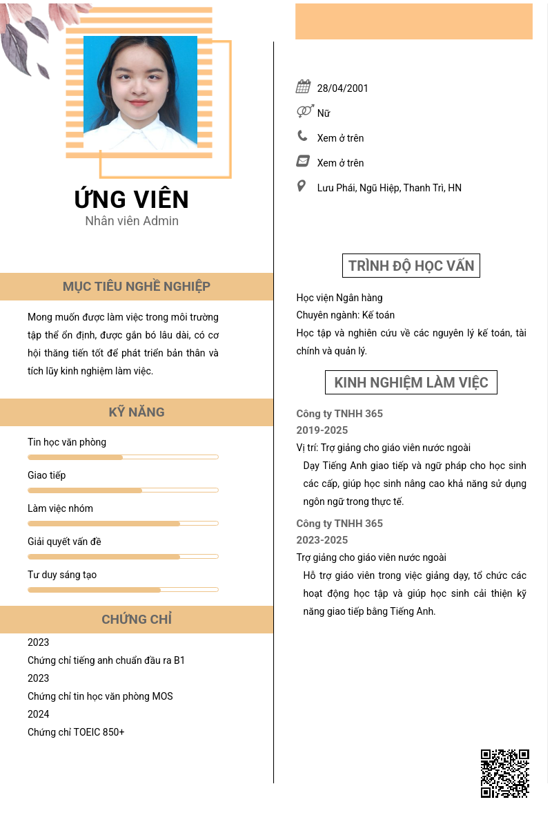 CV ứng viên