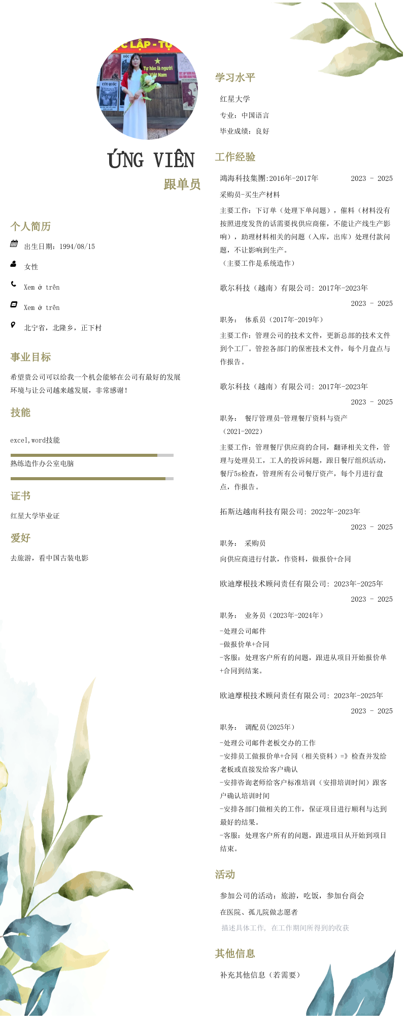 CV ứng viên