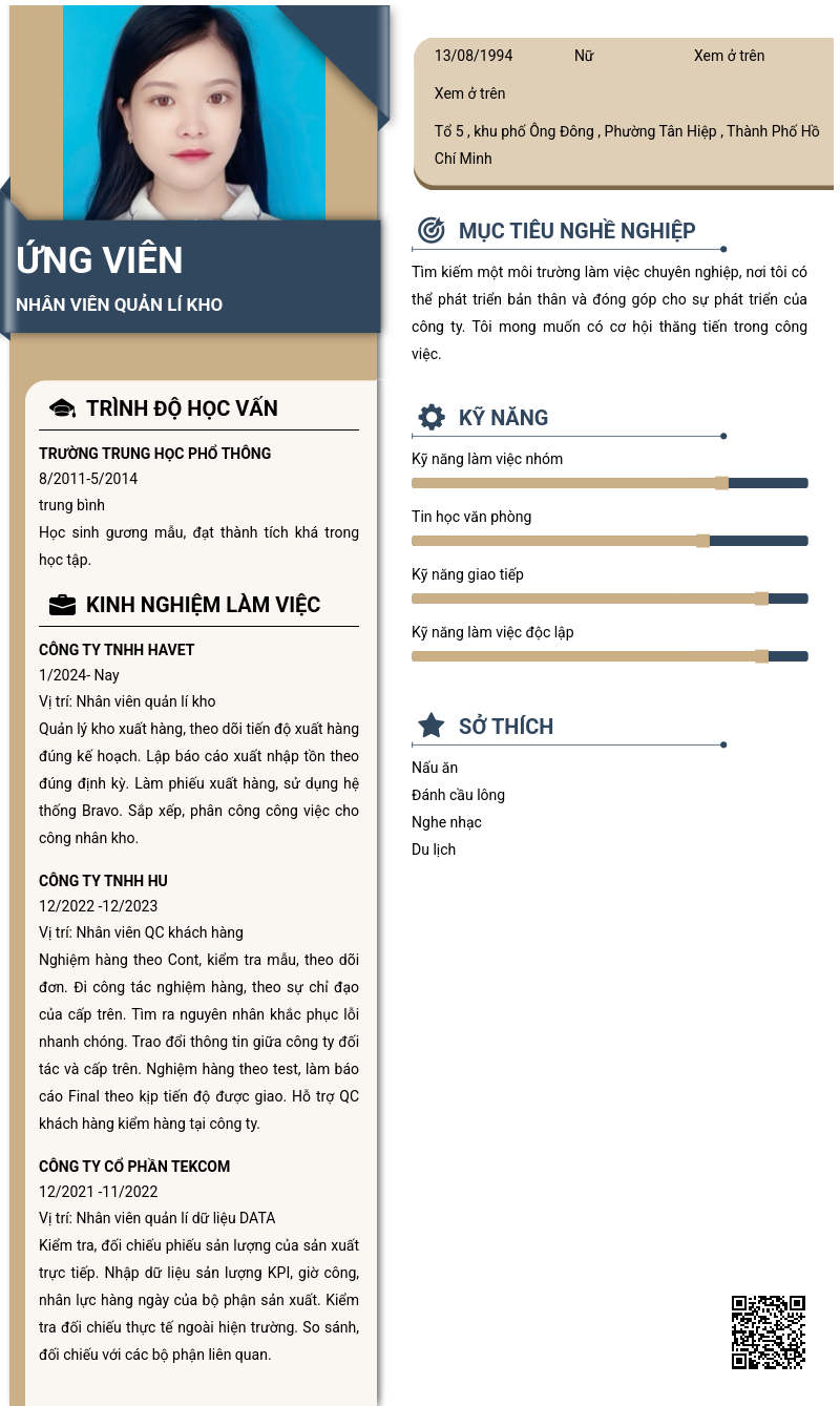 CV ứng viên