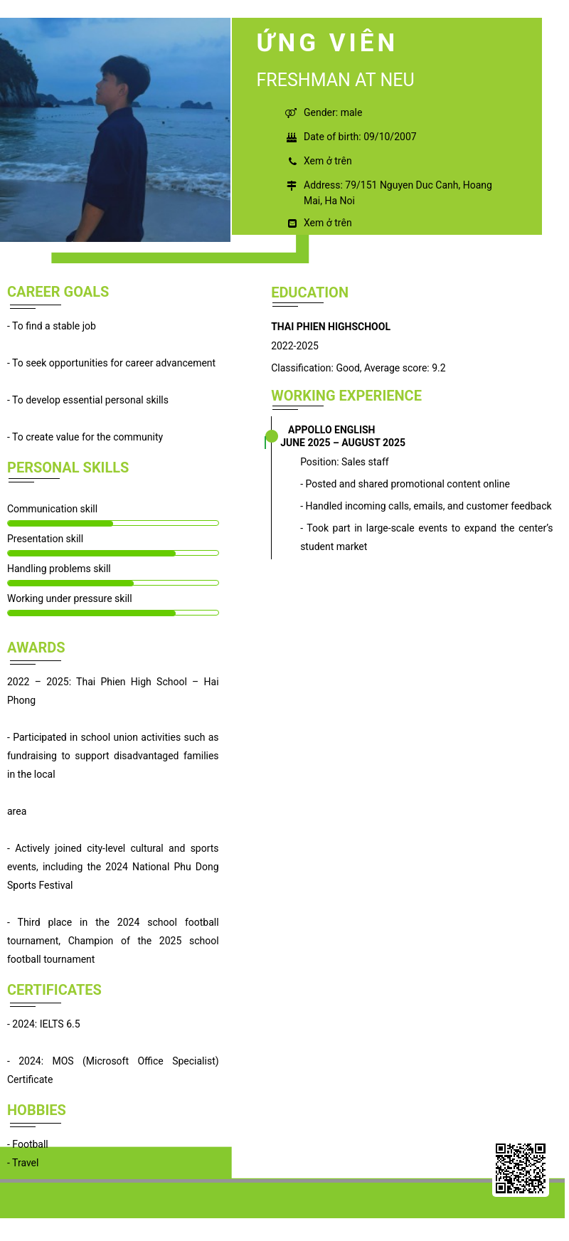 CV ứng viên