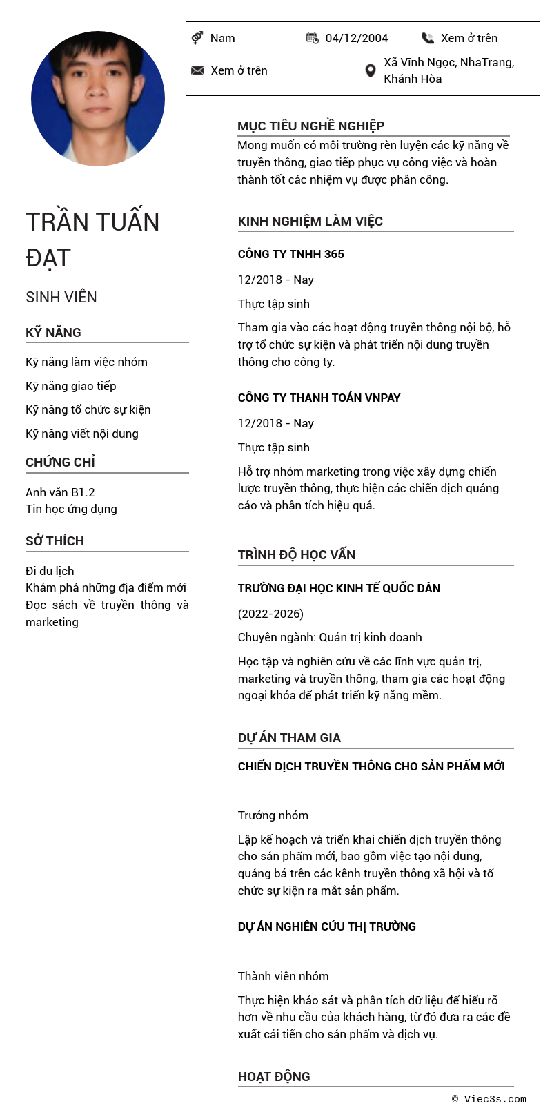 CV ứng viên