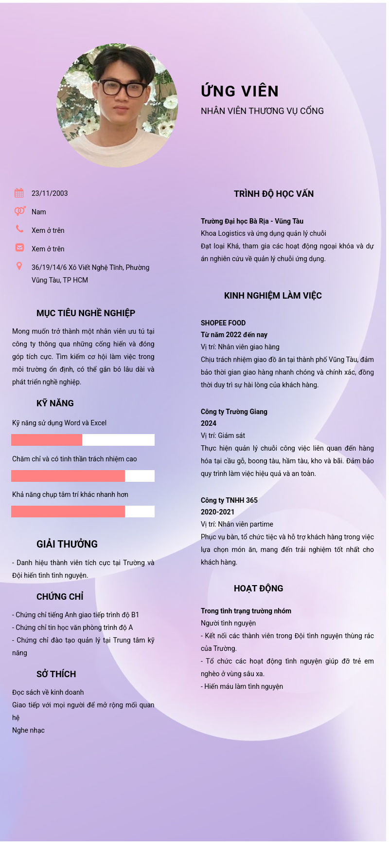 CV ứng viên
