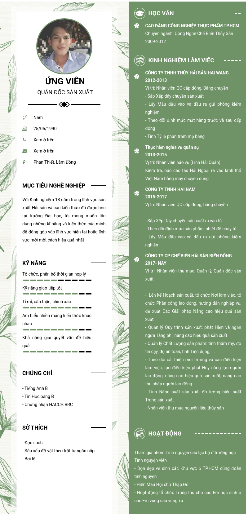 CV ứng viên