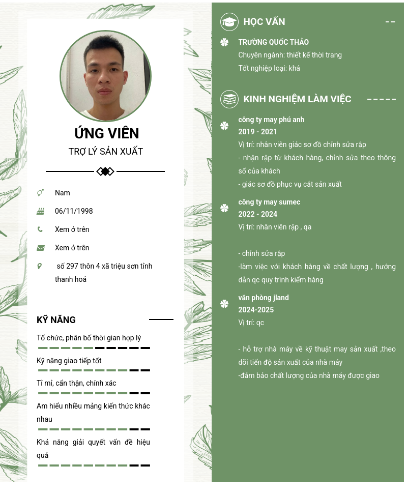 CV ứng viên