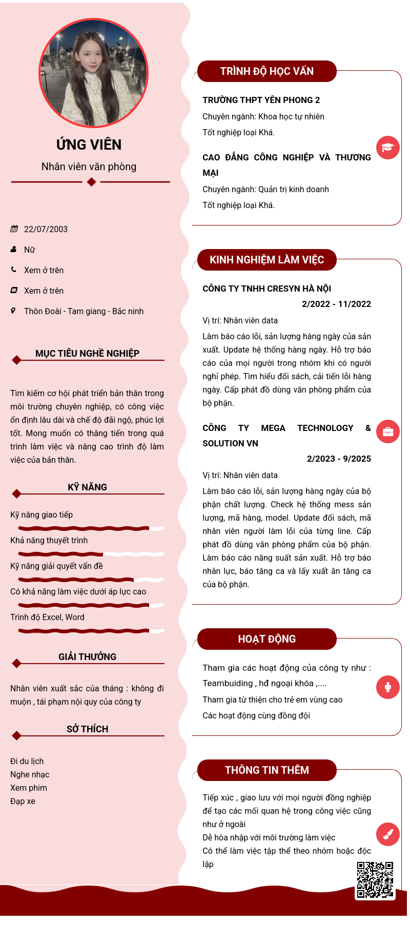 CV ứng viên