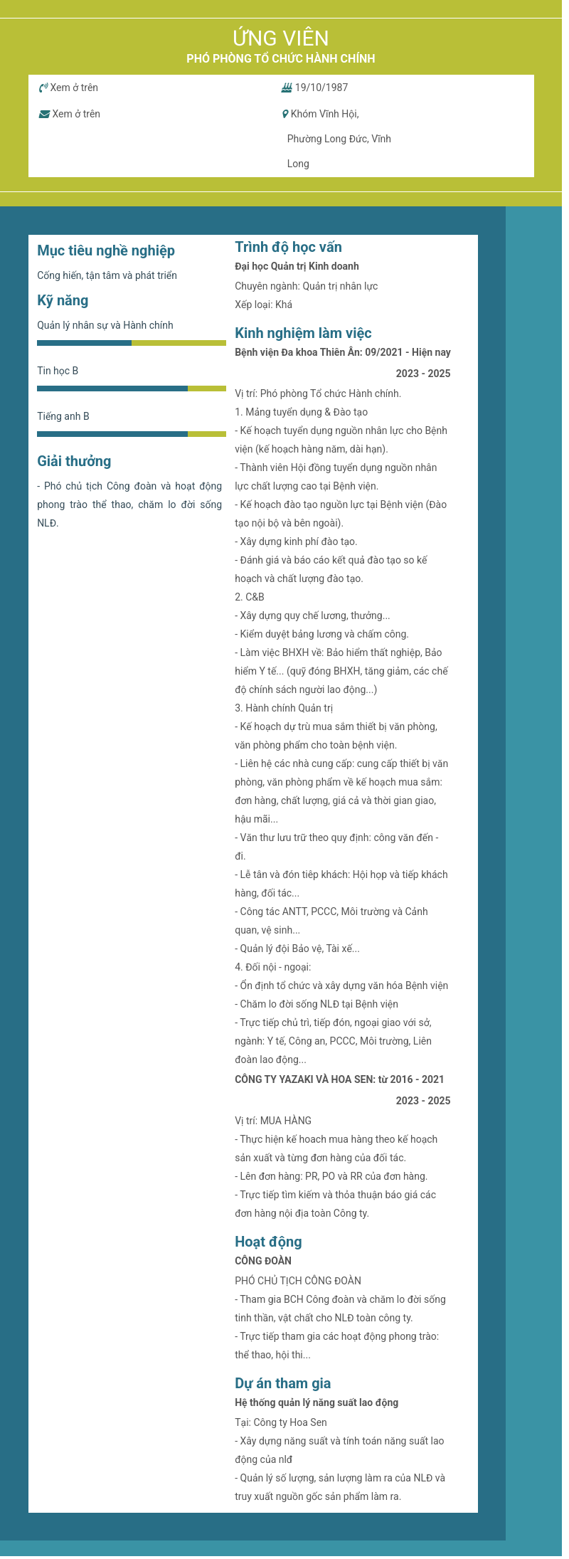CV ứng viên