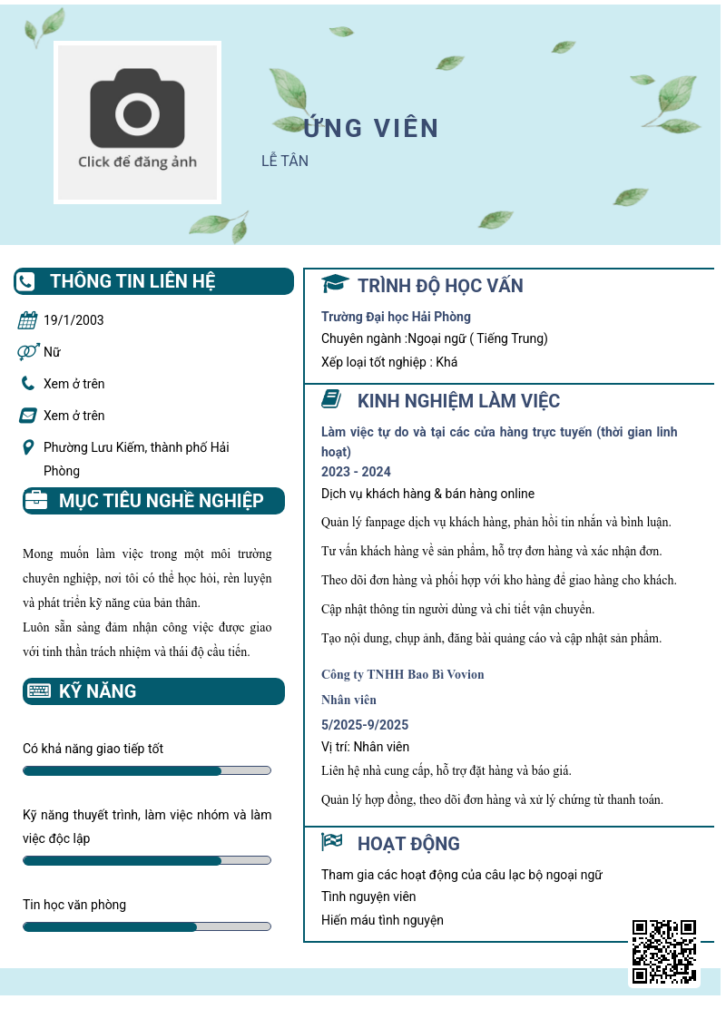 CV ứng viên