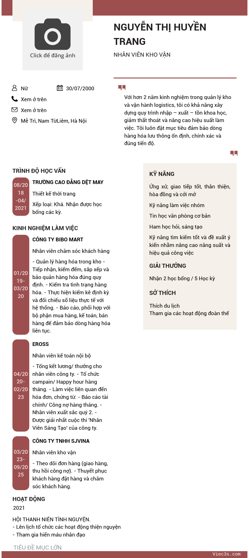 CV ứng viên