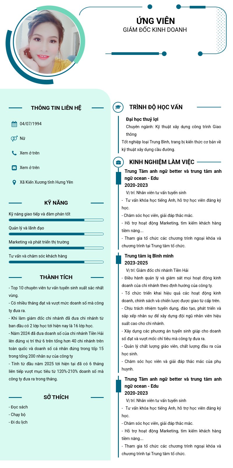 CV ứng viên