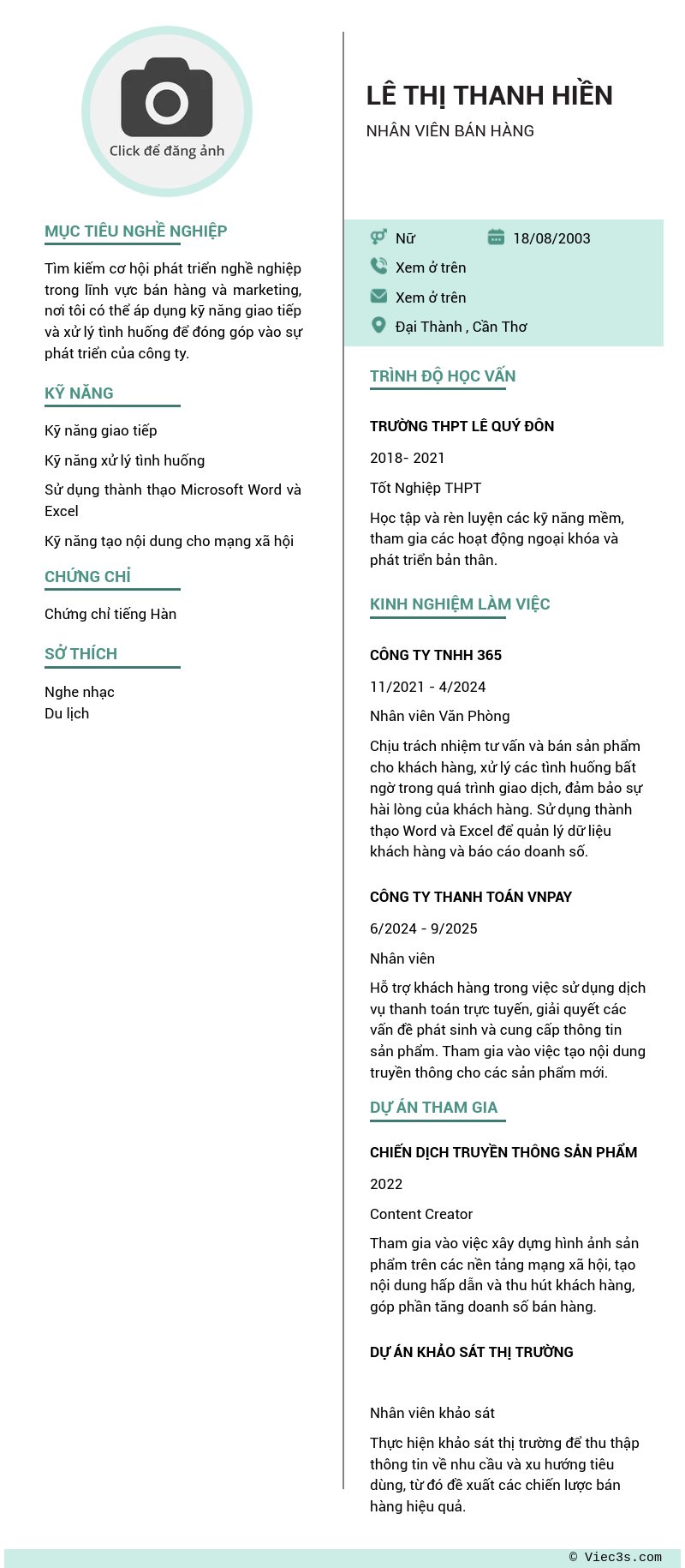 CV ứng viên