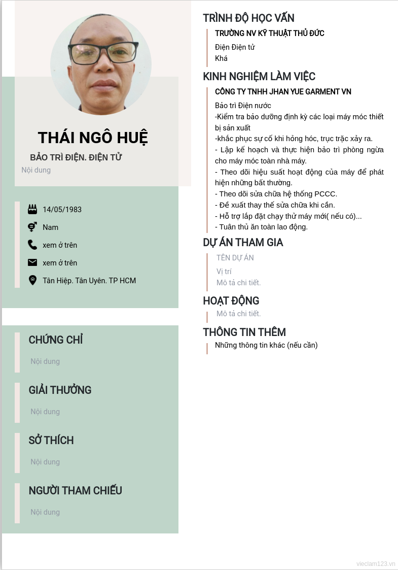 CV ứng viên