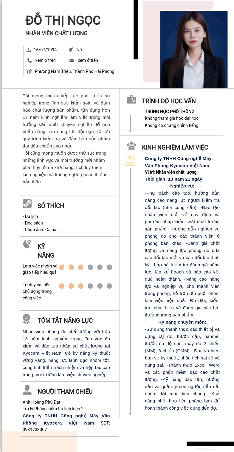 CV ứng viên