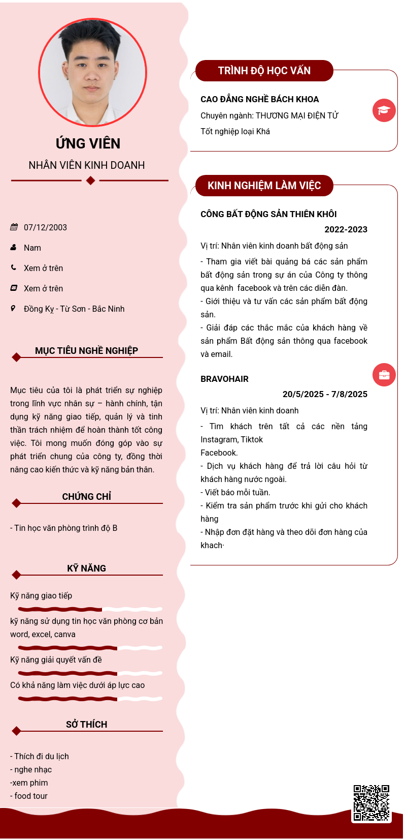 CV ứng viên