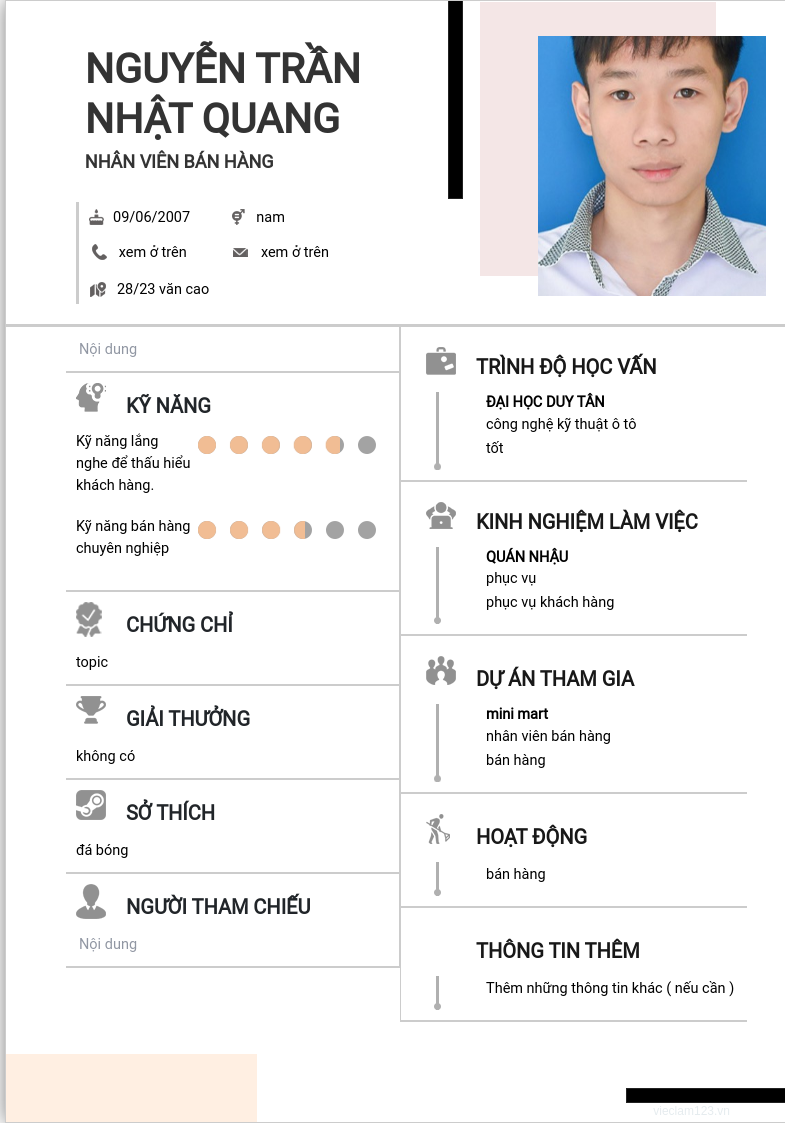 CV ứng viên