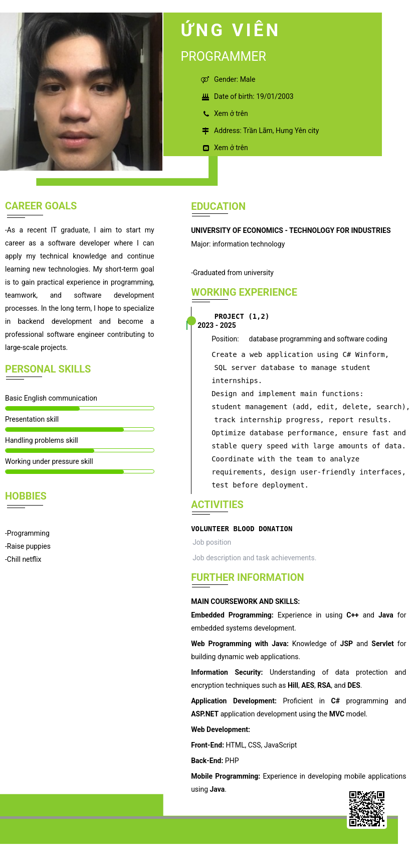 CV ứng viên
