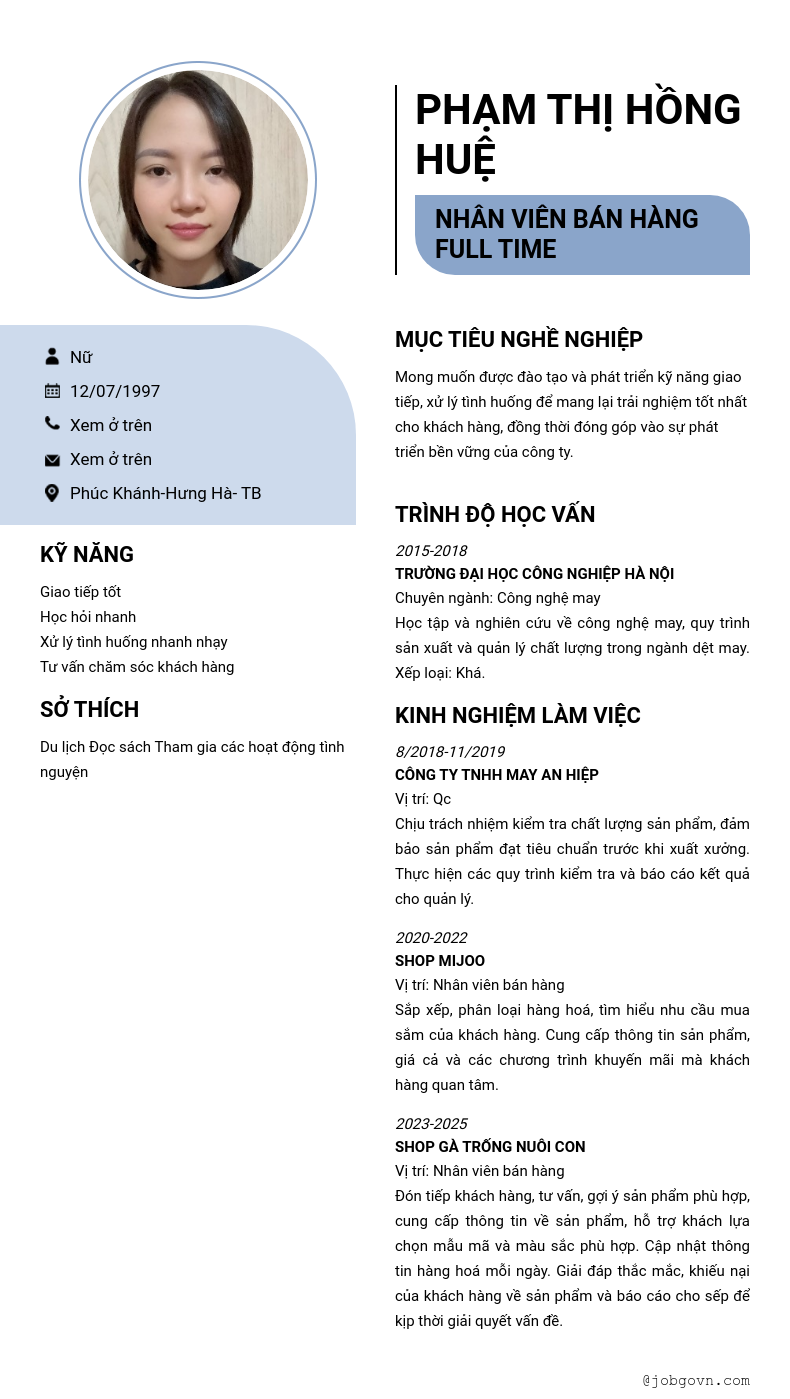 CV ứng viên