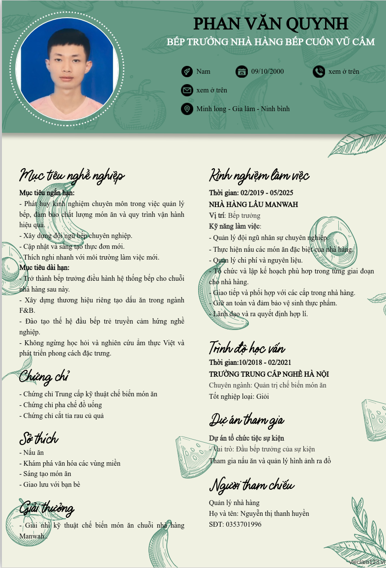 CV ứng viên