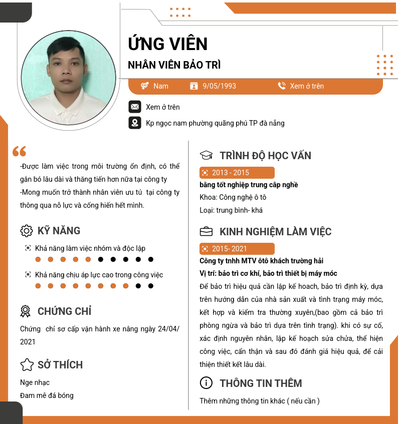 CV ứng viên
