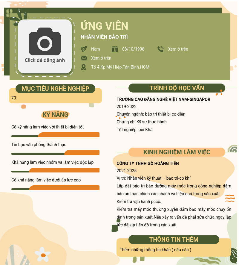 CV ứng viên