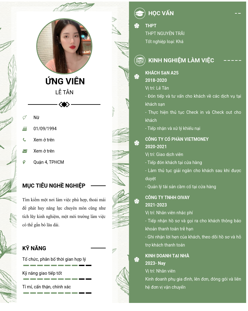 CV ứng viên