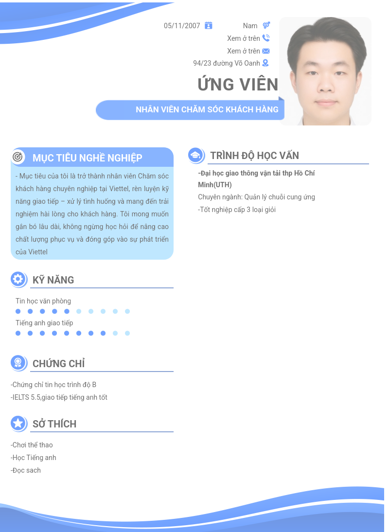 CV ứng viên